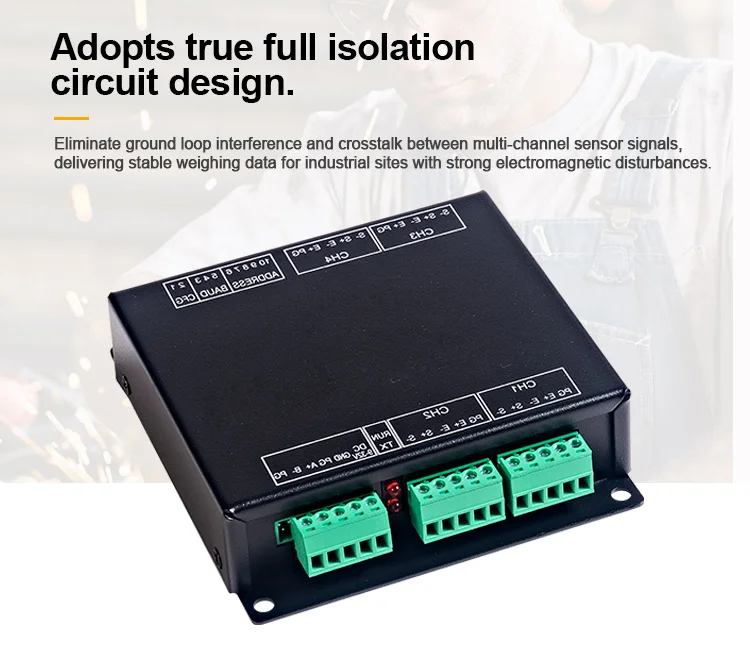 product huaqingjun 4 channel fully isolated weighing rs485 communication module high precision digital weighing transmitter-12