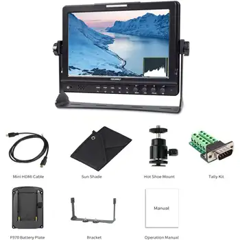 FEELWORLD FW1018V1 Camera Monitor 10.1 Inch 1920x1200 IPS Peaking Focus Assist Waveform Factory Price Wholesale product image