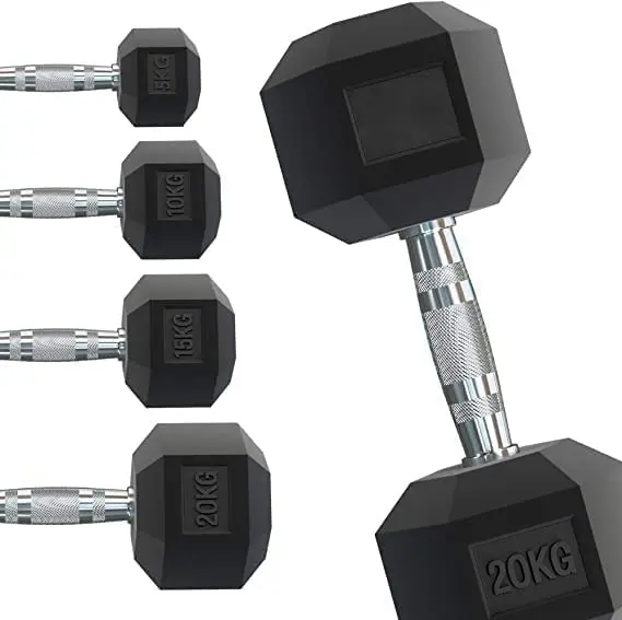 Home Gym Gym Equipment Dumbbell Cast Iron 5kg Hexagonal Rubber Coated Dumbbell product detail 2