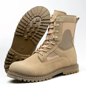 Men's High-Top British Style for Martin Boots Popular Sand-Colored Suede Workwear Snow Tactical Shoes with Zip Closure