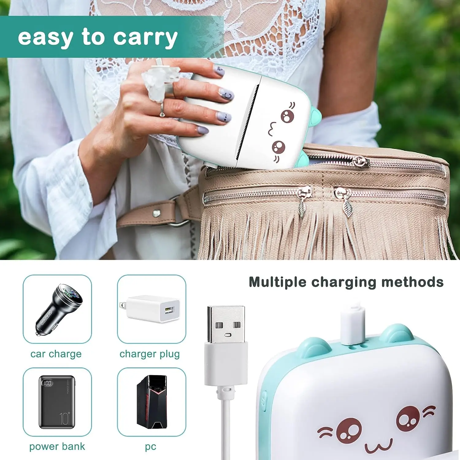 Mini Portable Pocket Mobile Thermal Printer Smart Inkless Printing Stickers Label Photo Wireless Bluetooth Printer