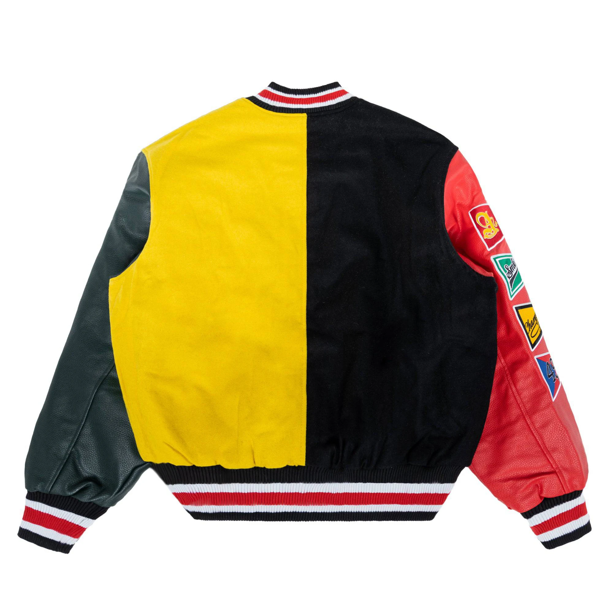 Patchwork Jacket Wool Letterman Bomber Baseball Leather Sleeve ...