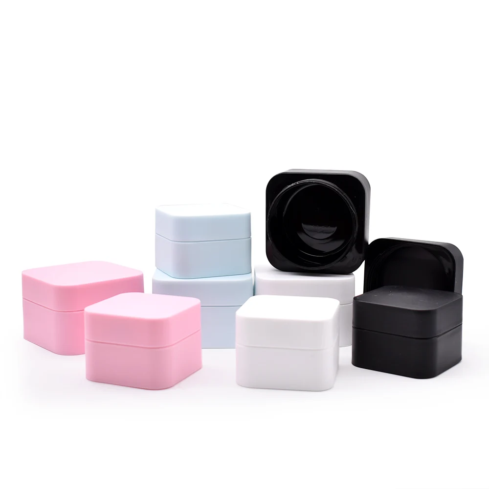 10ml 15ml 20ml 30ml 50ml 80ml 100ml Matte White Black pink Blue square Double Wall PP Jar Frosted Plastic Cream Jar