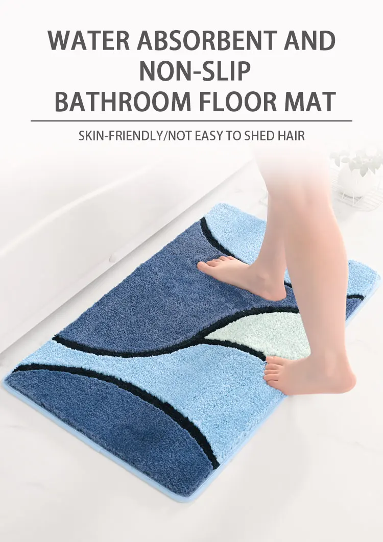  Custom Brown Bath Mat Bathroom Rugs Non Slip Microfiber Absorbent Bath Rugs Funny Bathroom Decor Blue Bath mat factory