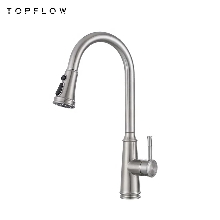 Commercial style 360 degree rotating multifunctional pull down mixer tap water saving  304 stainless