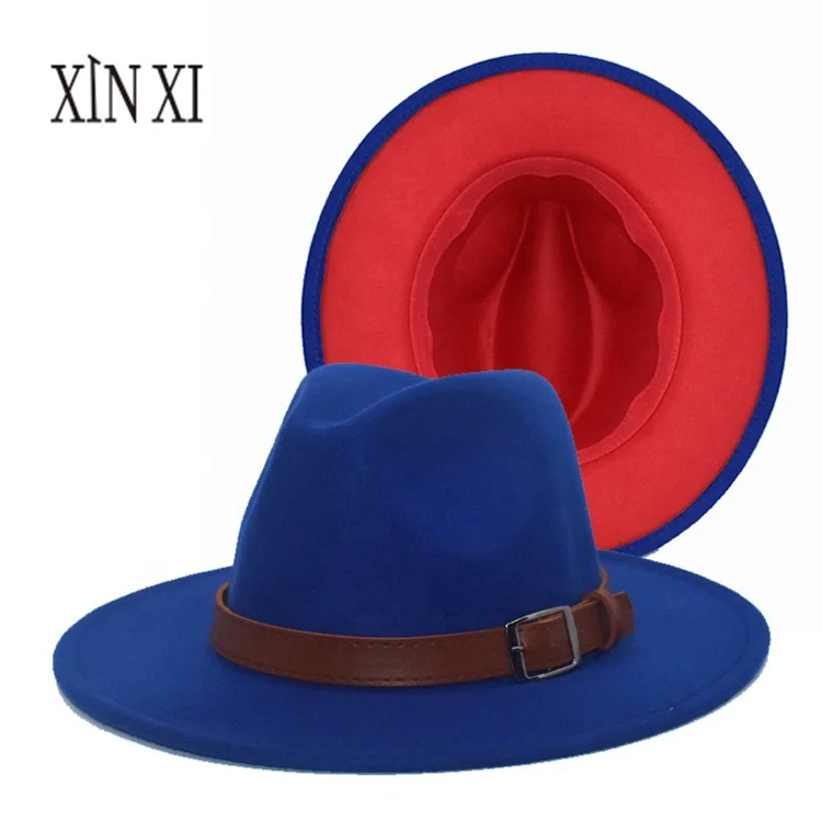 Two Tone Red Bottom Fedora Hat 