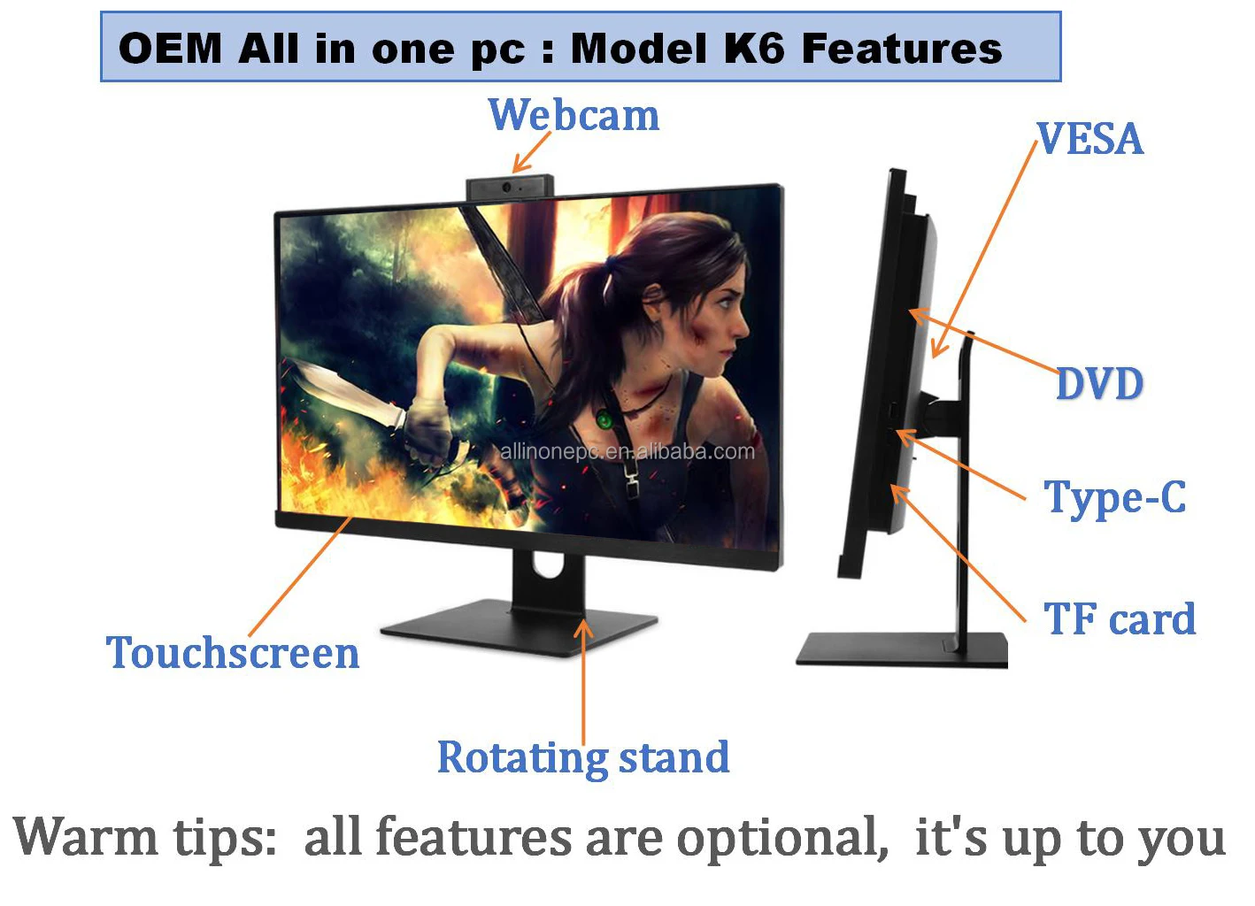 Gaming All in One Pc System Unit 23.8inch Complete Full Set Desktop ...