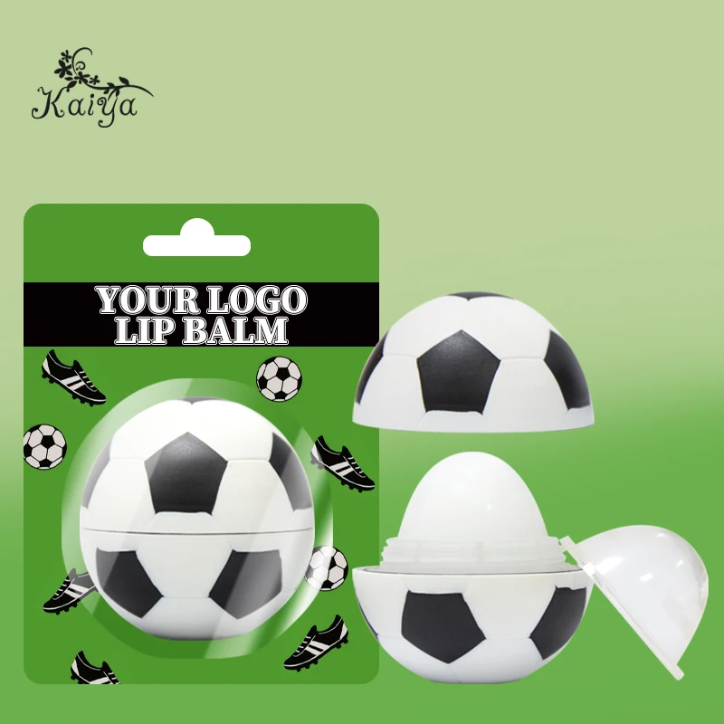 Unique Shapes Sports Balls Soccer Natural Lips Treatment Vanilla Flavor Moisturizing Essence OEM Sunscreen Round Lip Balm