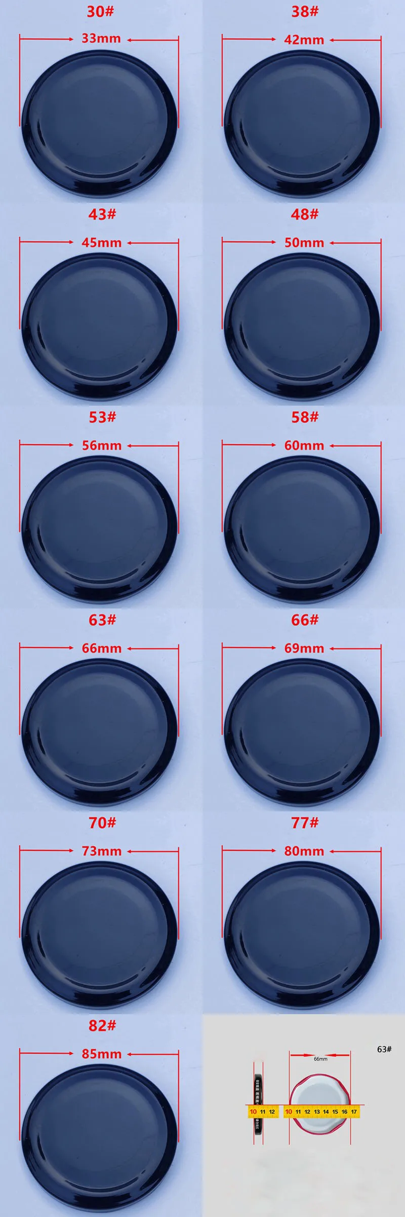 High Quality Customized Safety Button 38mm 43mm 53mm 66mm 77mm 82mm Twist Off Metal Lids Lug Cap for Glass Honey Bottle and Jar