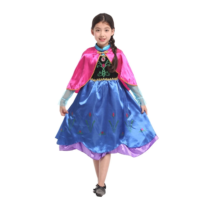 ZaisuiFun Déguisement Robe De Princesse Elsa Pour Filles Reine Neig Costume Pour Enfant Avec Cape Anniversaire Halloween No Am