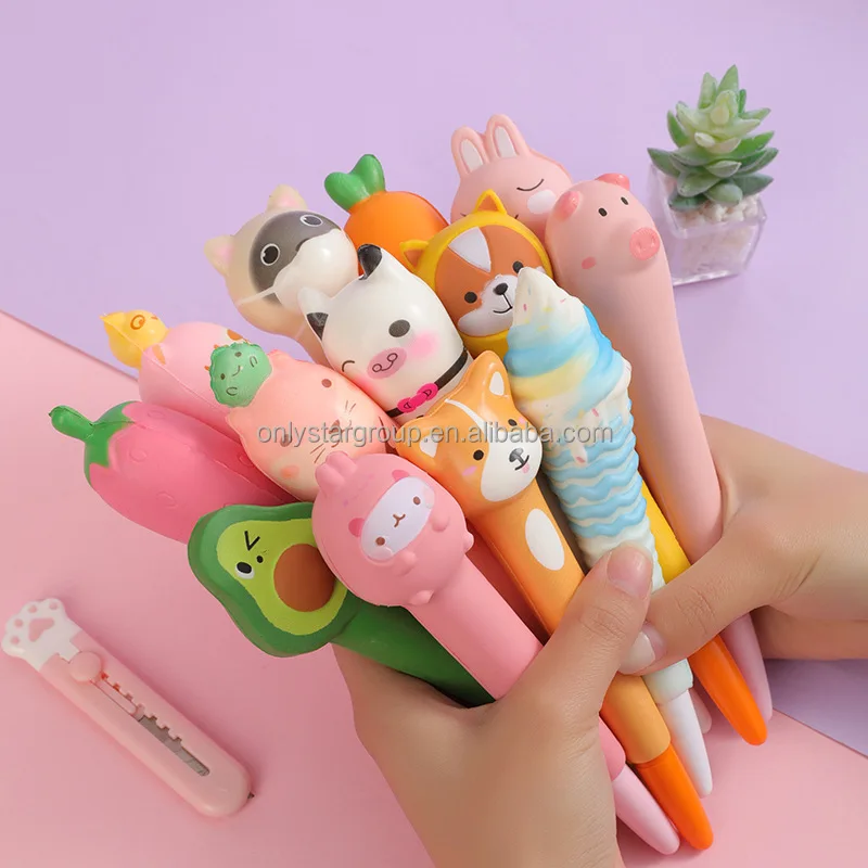 Custom Cute Squishy Pens Kawaii Pen For Girls Animal Fruit Shaped ...