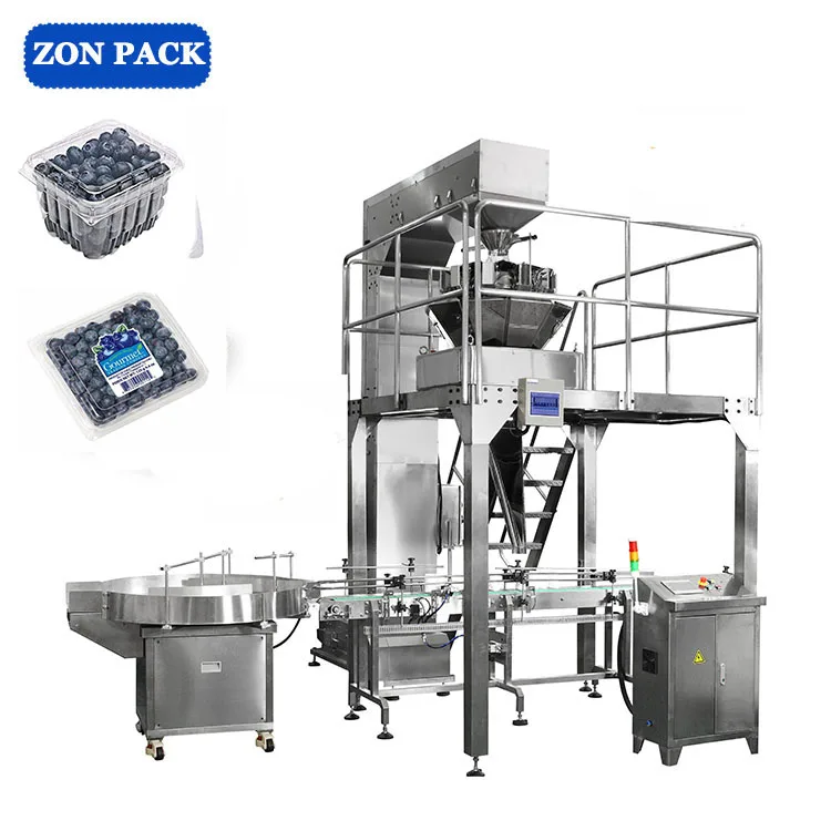 Semi-automatic Blueberry Fruit Punnet Container Packing Equipment
