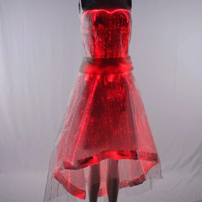 New Design White Strapless Evening Dress Led Glow in the Dark Dresses 2022