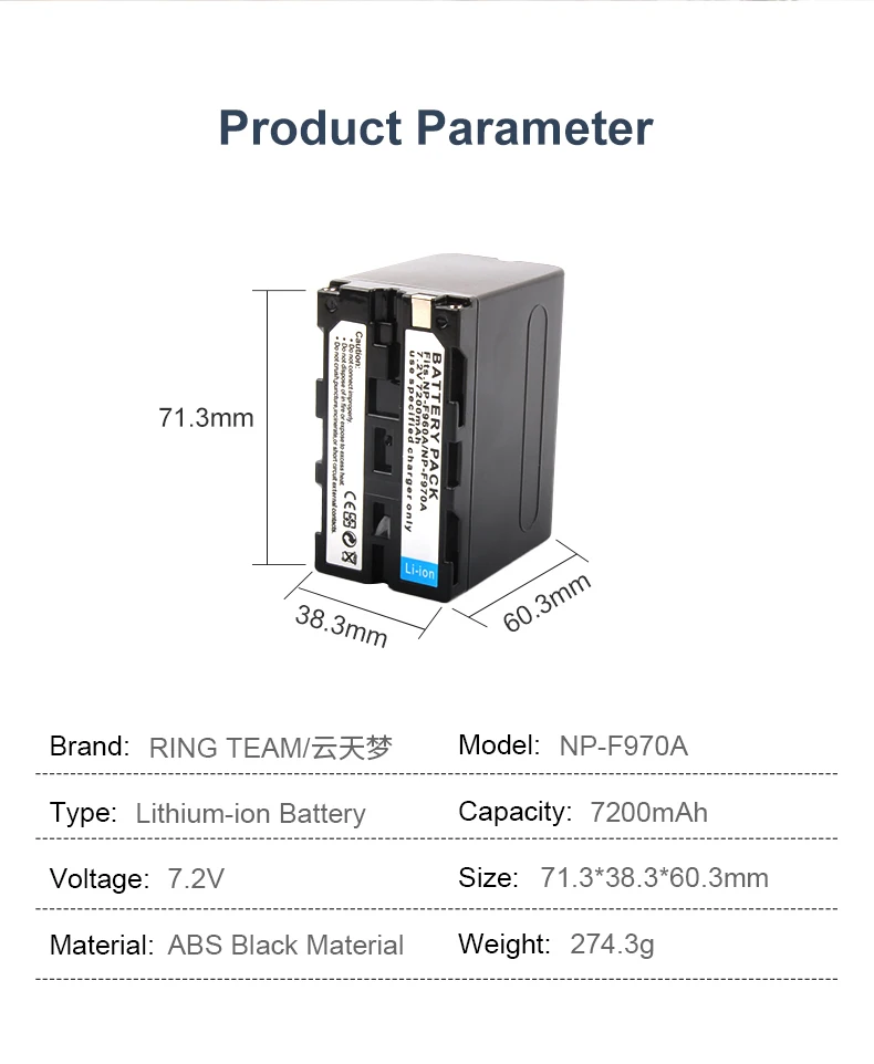 7.2V 7200mAh NP-F960A NP-F970A NPF970A Full Decoded Battery Pack  Digital Batteries for Sony MC1500C 190P 198P HD1000C Cameras supplier