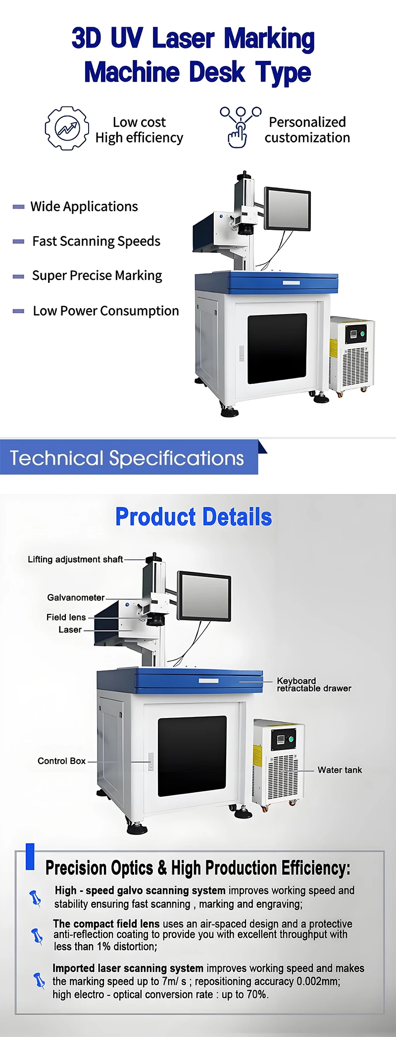 UV Laser Marking Machine Forced-Air Cooling Gemstone Lapidary & Carving Supports AI DXF PLT BMP_formats