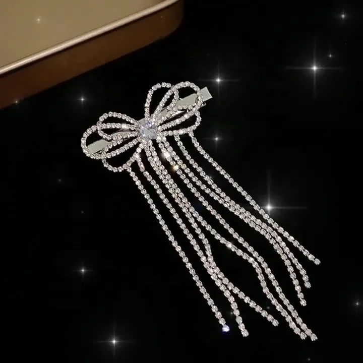 Бесплатная индивидуальная Серебряная эластичная заколка для волос со стразами