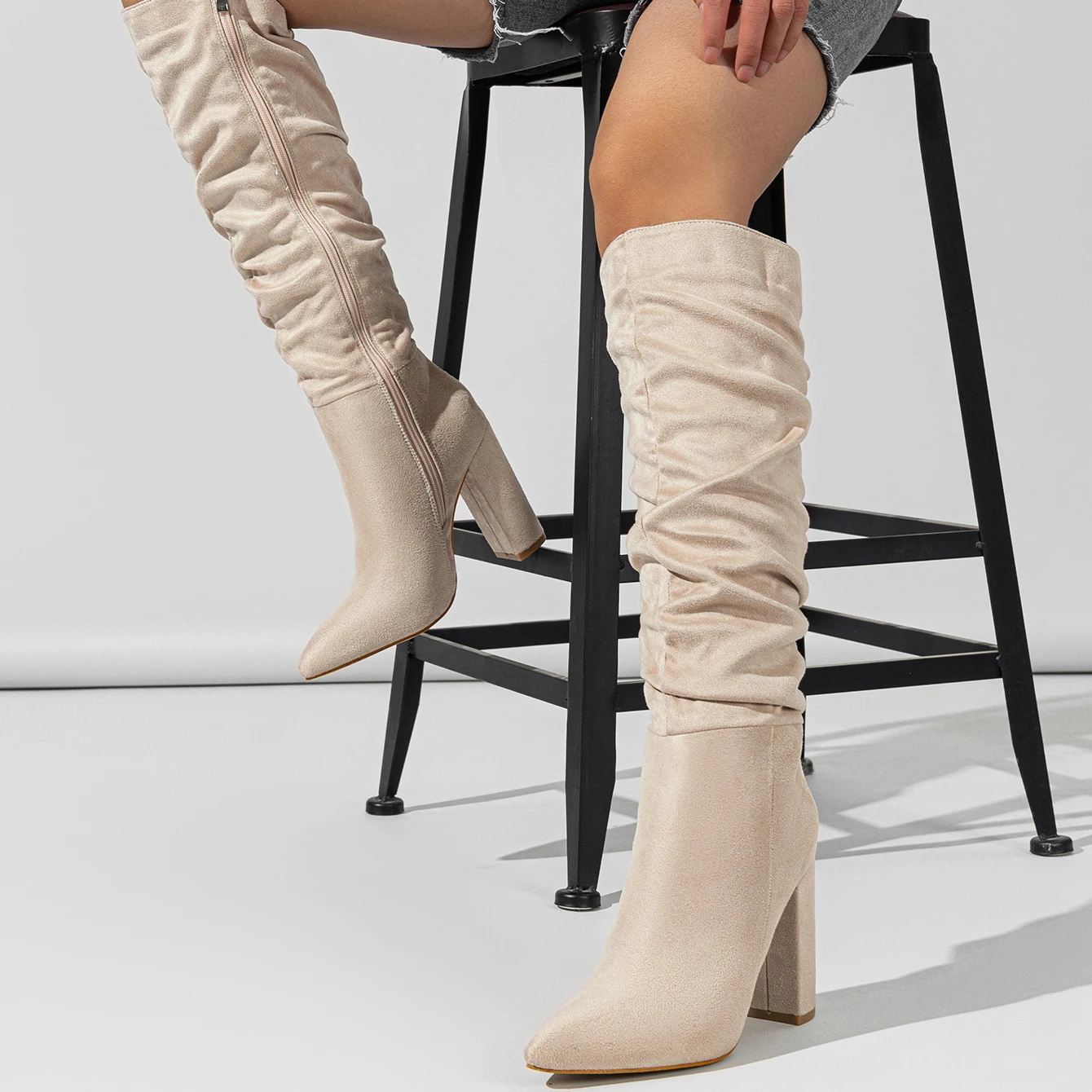 Over the Knee Boots Women New Design Fur Warm Winter Shoes Women Fashion  High Heel Thigh High Boots Long Woman Footwear