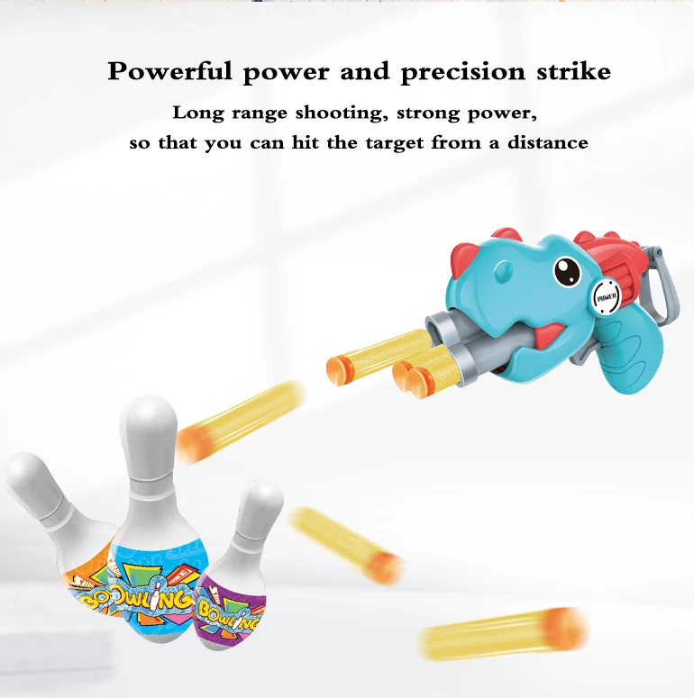 Kids fun toy safety EVA foam shooting bowling ball toy target shooting game dinosaur air eva soft bullet gun