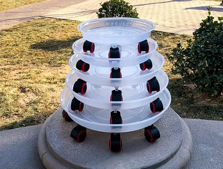 Support Pivotant Avec Roulettes Pour Plantes D’intérieur/extérieur - Noir, En Fer - 4 Roues 360° - Facile à Déplacer - 10