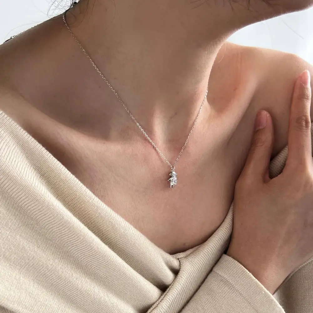 KAKODIY little boy doll pendant luxury 18K gold plated zircon jewelry 925 sterling silver couple necklace detail 2