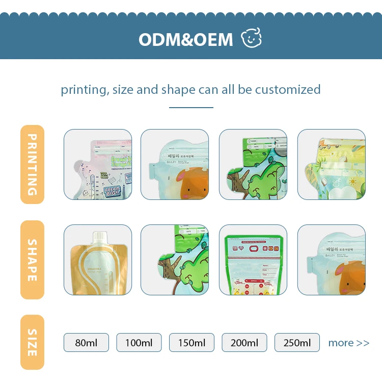 Medical Grade Plastic Top Selling Breast Milk Storage Bag 2023 Custom