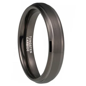 Coolstyle Jewelry Dropshipping Wholesale 4mm Stepped Beveled Fashion Engagement Wedding Band Black Tungsten Ring for Men Women