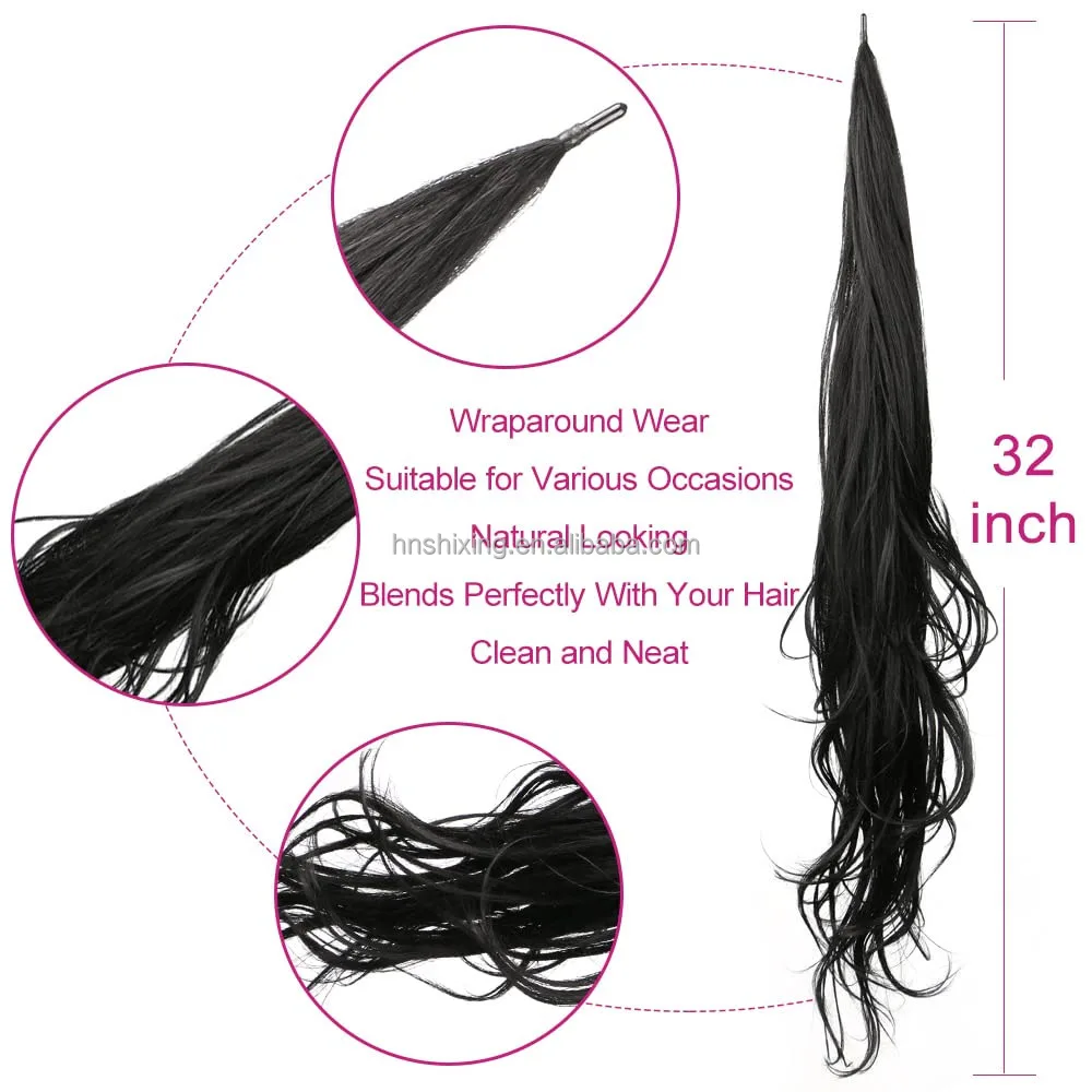 Flexible Wrap Around Ponytail 32inch Length Synthetic Ponytail
