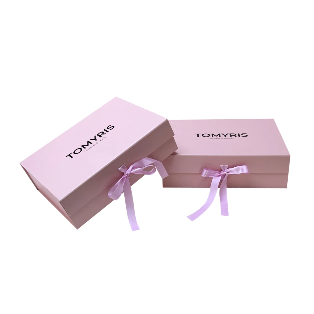 Manufacture Custom Logo Pink Underwear Folding Gift Boxes Magnetic Packaging Luxury With Ribbon