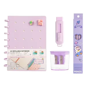 Factory Wholesale Cute  Pencil Eraser Notebook and Sharpener Stationery Fantasy  School Stationery for Girls