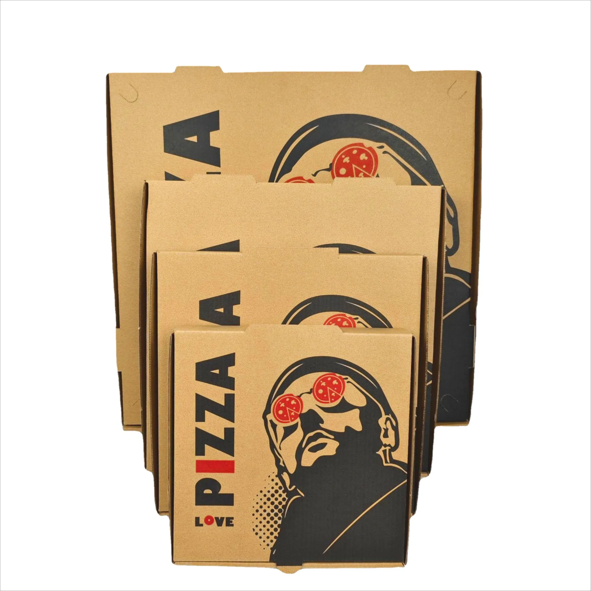 Custom Pizza Box Kraft Corrugated Cardboard Pizza Packaging 6-18 Inch ...