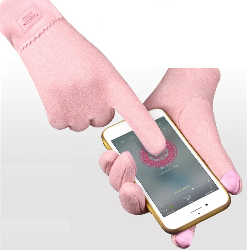 Женские зимние модные мягкие плюшевые перчатки для езды на велосипеде