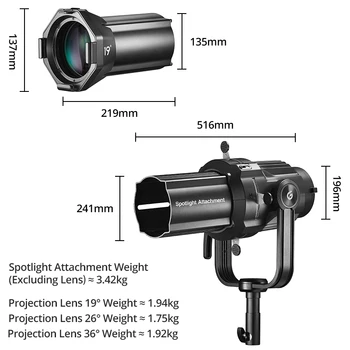 Godox VSA-19K Spotlight Attachment Conical Snoot Optical Condenser With Bowens Mount for VL300 SL150II LED Light detail image