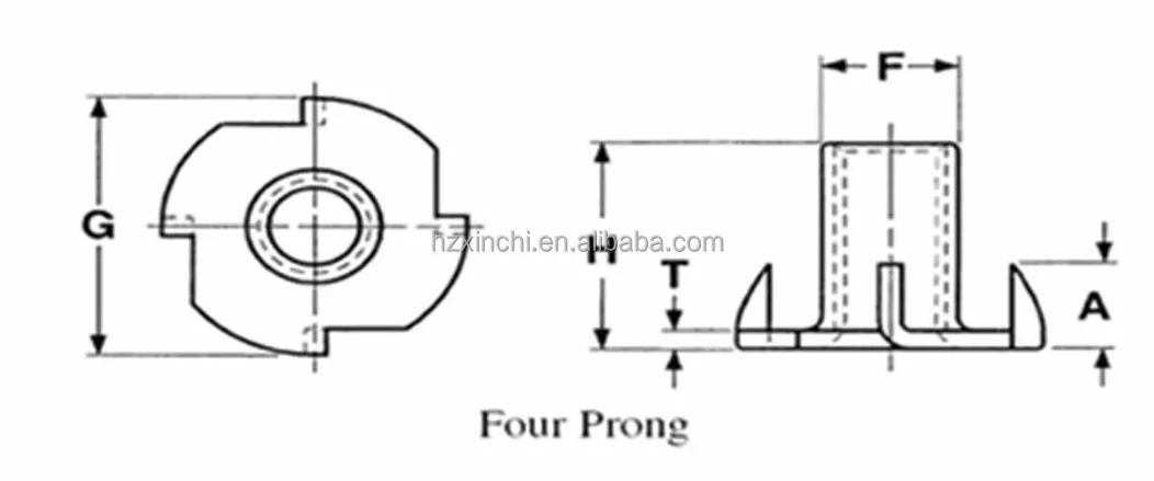 Din1624 Porca Garra 4 Pronged T Nut Manufacturer Xinchi Tee-nut ...