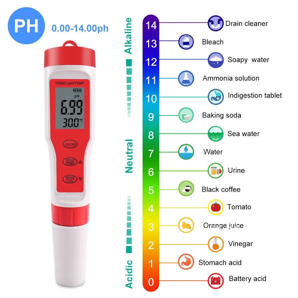 ph Meter Laboratory  4 in 1  Tds Ec ph Meter Without Backlight  TDS Meter Water Quality Tester With ATC