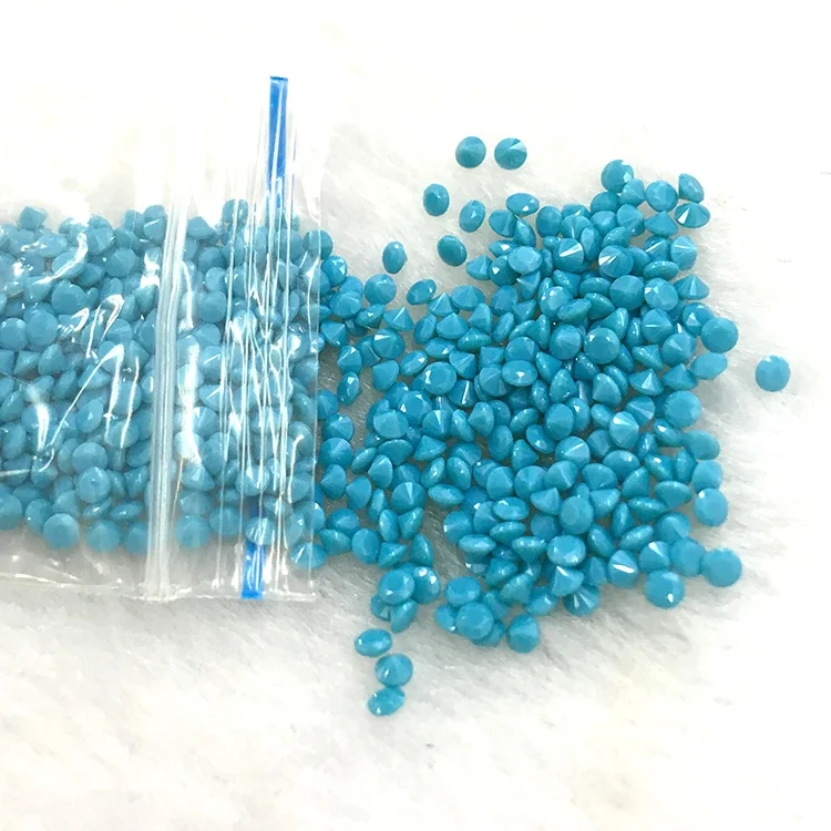 Small Size Point Back Loose Round Shape Synthetic Nano Blue Turquoise for Jewelry Making