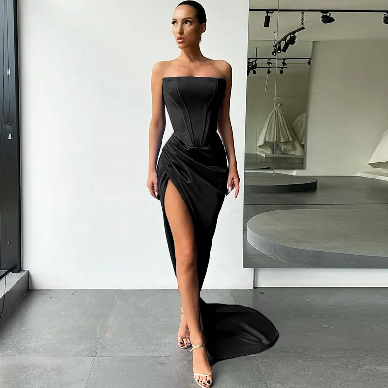 Spring Women Clothes Ladies Sexy off Shoulder Sleeveless Evening Dress  Bodycon Belted Women Club Party Evening Dress