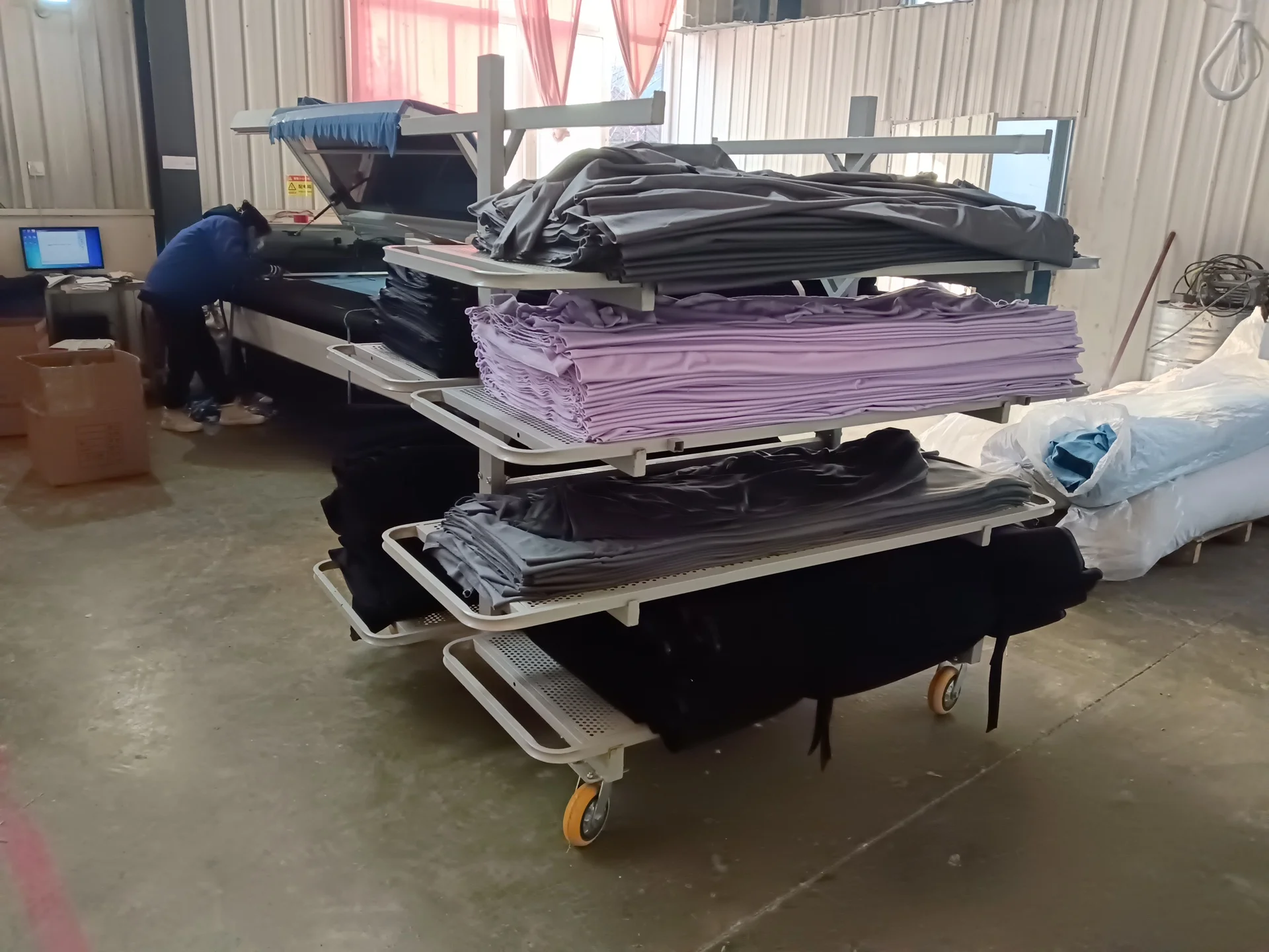 Double Sided Five Layer Iron Sheet Pine Cloth Frame Industrial Trolley ...