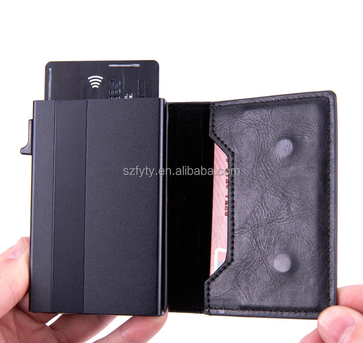 Stock Pop up Aluminum Magnetic Slim Wallet AirTg Holder RFID Protect