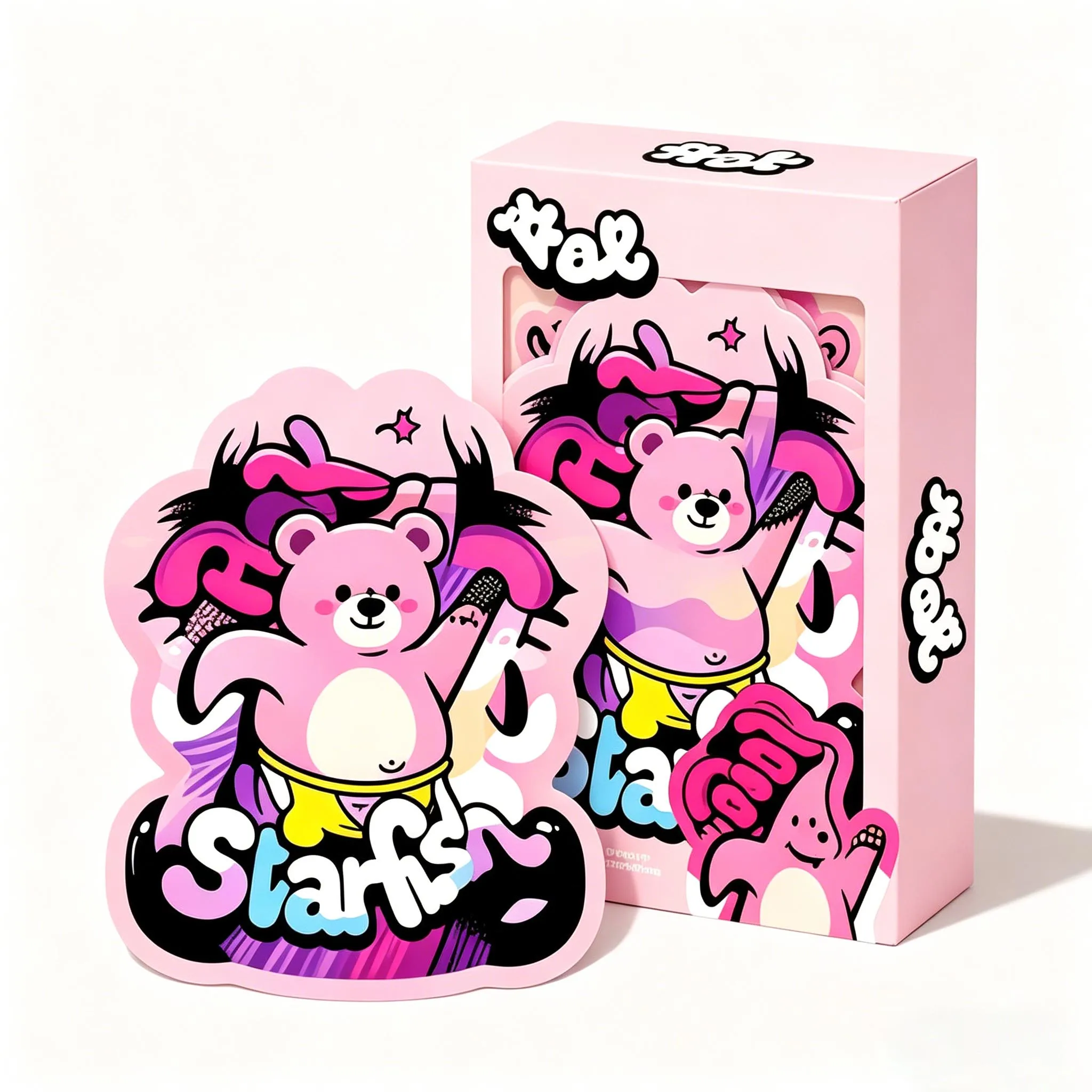 Custom Printed Mylar Bags With Box Full Set 3.5g 7g 14g Holographic Die Cut Smell Proof Resealable Edible Packaging