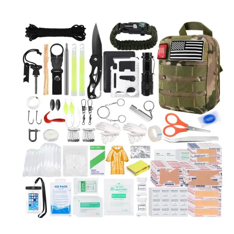 Mens Gift 500pcs Camping Outdoor Survival Tactical Gear First Aid kit Earthquake Emergency Survival Kit