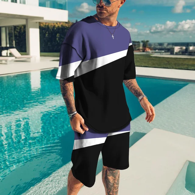 2023 Newest Men T Shirt Set 3D Print Cool Men's Clothes Outfits Casual Beach Shorts Suit Street Popular Tracksuit 2222_voghion.com