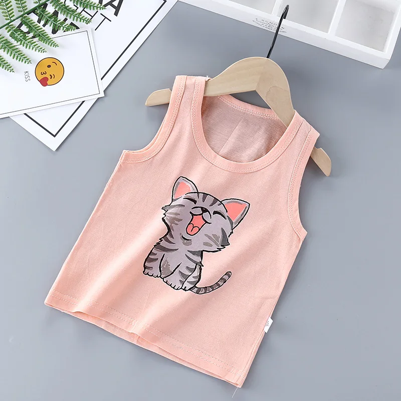 
Детский хлопковый жилет без рукавов, майка для младенцев, рубашка для маленьких мальчиков и девочек, на лето 