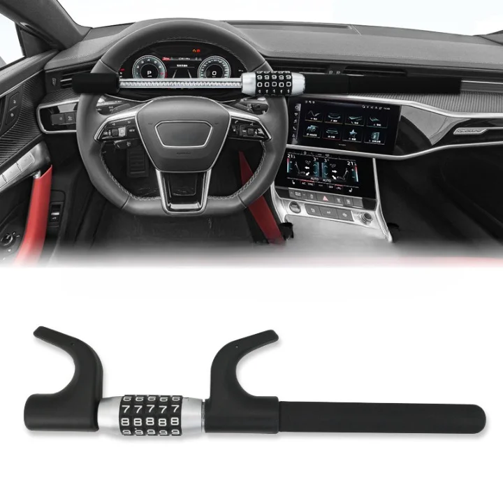 Cheap Car Anti-theft Code Lock Black Alloy Material Universal Steering Wheel Lock