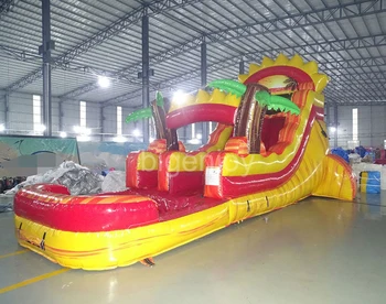 18ft single yellow big inflatable slide giant inflatable slide for fun with pool