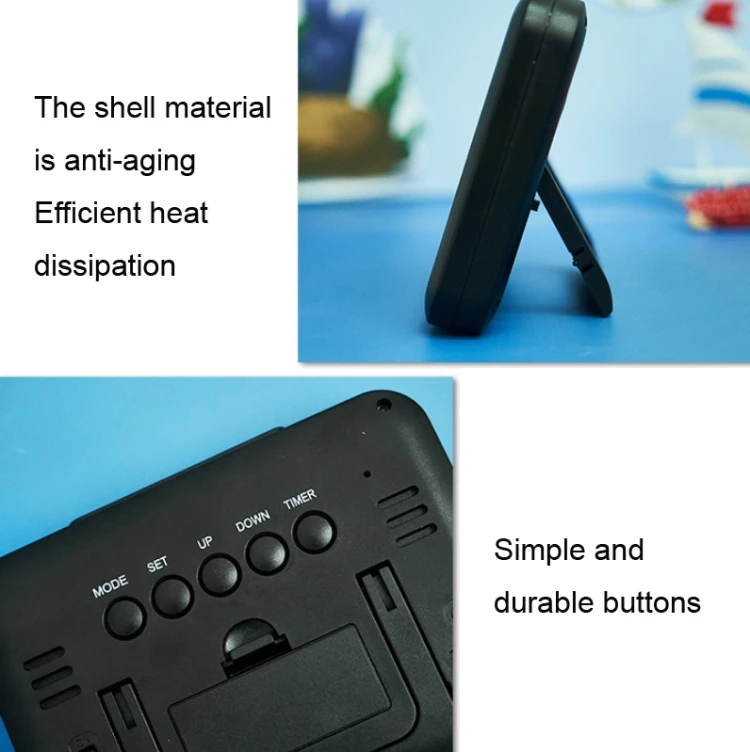 BSCI Audited Voice Control USB Charging Display Thermometer Calendar Night Light LCD Table Clock Gift Digital Alarm Clock