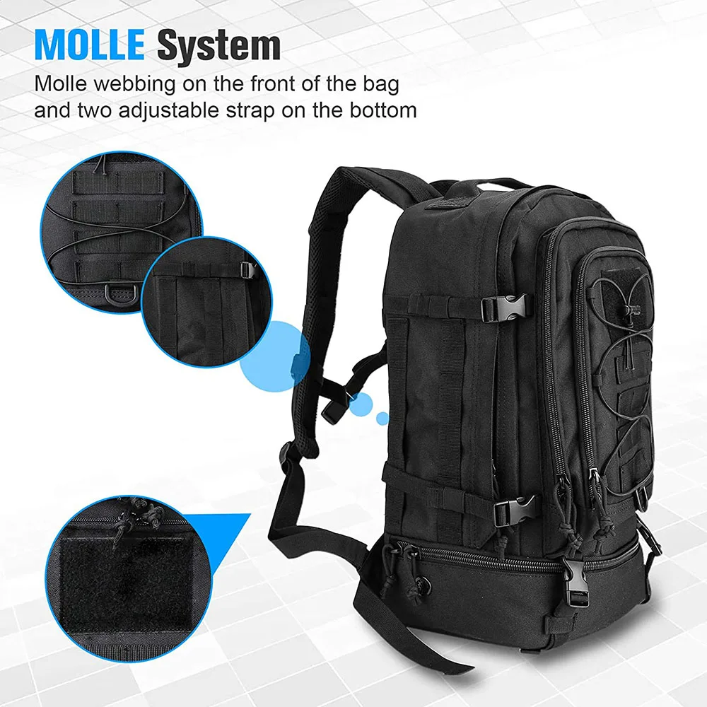 Oleaderbag Practical Large Backpack Removable Assault Backpack Cushioned Shoulder Strap and Belt Bag