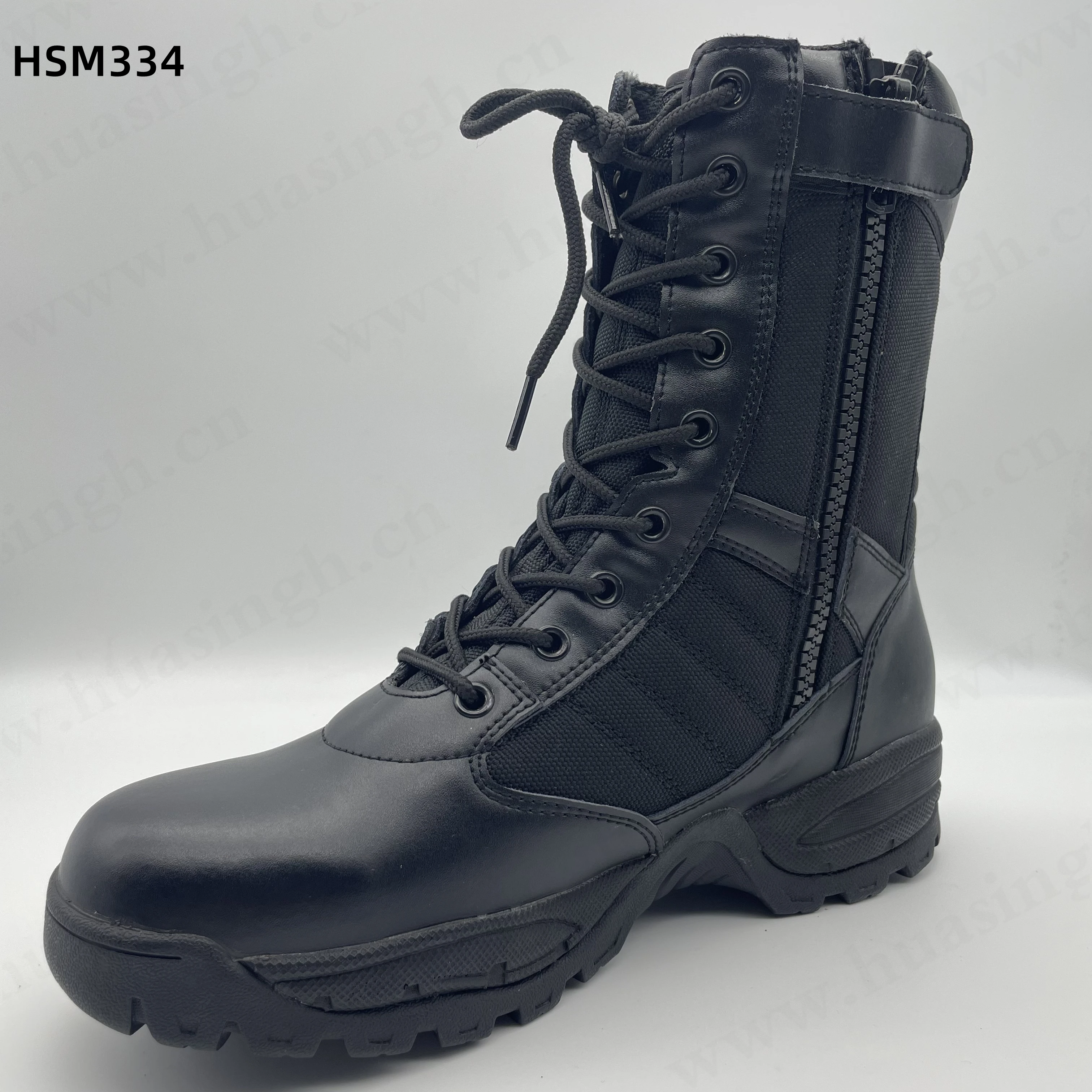 LXG,8 Inch Rip Resistant Natural Cow Leather Upper Fighting Boots No-marking Off-road Outdoor Military Boots with Zipper HSM334