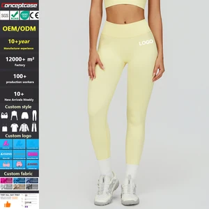 Custom Fabric Style Logo Quick Drying Peach Butt V Waist Tight Seamless Yoga Pants Women Gym Running Sport Fitness Leggings