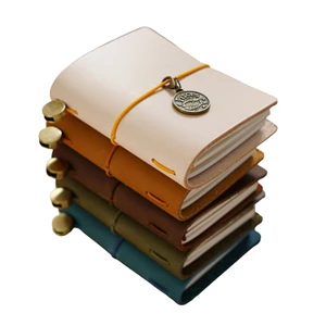 Traveler's Notebook Mini Version A7 Size Printed Loose-Leaf Journal Top Layer Cowhide Pocket Diary Notebook Gift