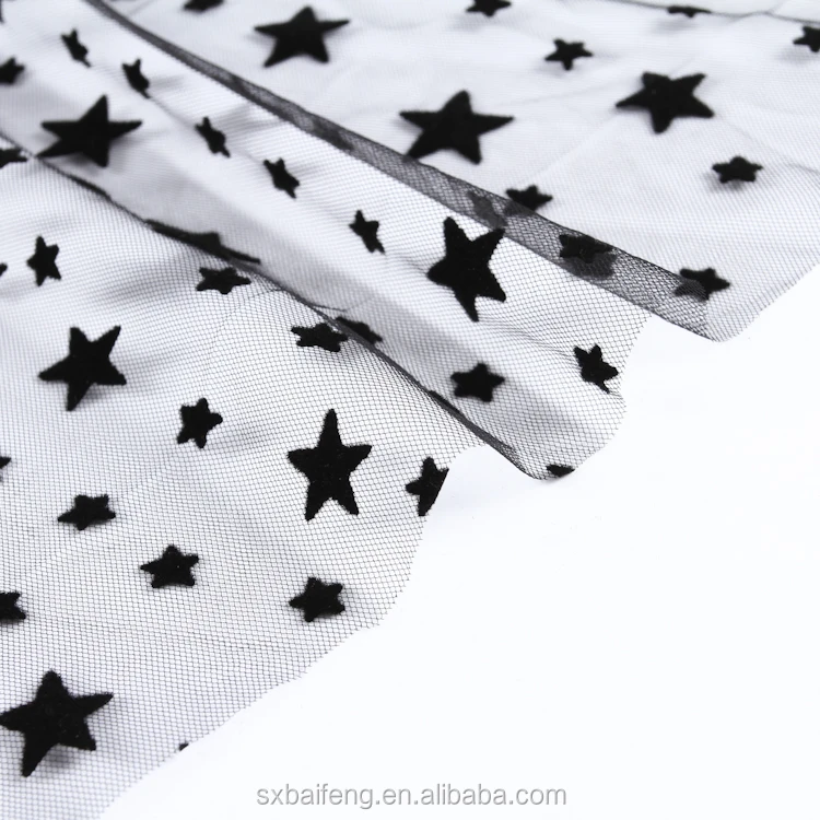Различные стили Изысканный и очаровательный 100% полиэстер легкая аппликации звезда кружевная ткань